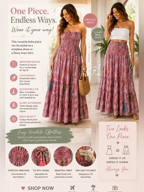 Karma Highway Maxi Skirt Size OS Pink Blue Floral Tiered